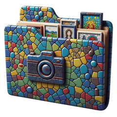 Mosaic photo folder isolated on transparent background