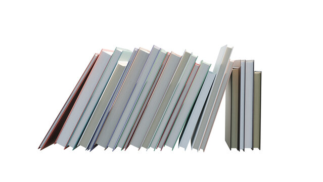 Photo of leaning stack of books isolated on transparent background