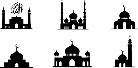"Mosque Silhouette SVG Bundle | Islamic Mosque Clipart PNG for Ramadan & Eid Crafts"