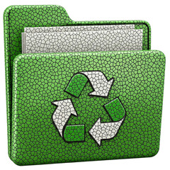 Green recycle folder isolated on transparent background