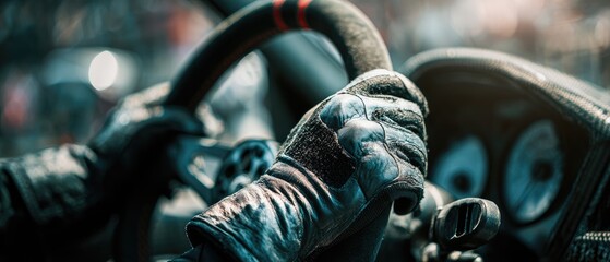 Close-up of hands gripping a steering wheel