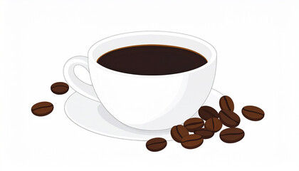 Obraz premium Black coffee and coffee beans