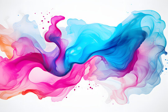 Vibrant swirling watercolor paint explosion on white background - Powered by Adobe