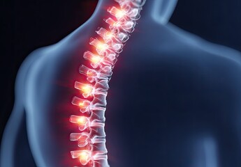 Painful spine, highlighted vertebrae