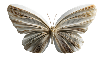 Book pages forming the wings of a butterfly