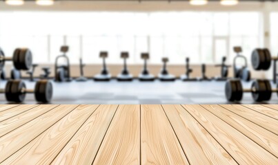 Obraz premium Gym Interior with Wood Plank Foreground
