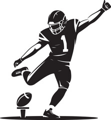 Obraz premium Football player kicking field goal, celebrating a winning play