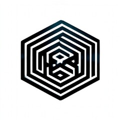hexagonal maze logo logic and intelligence branding