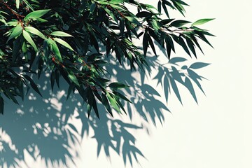 Obraz premium Sunlight casts leafy shadows on a wall (2)