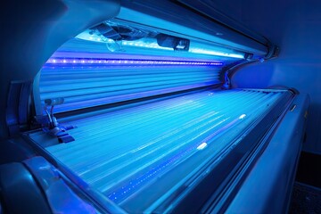Tanning bed, vibrant blue light