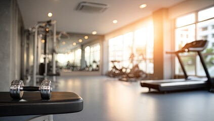 Gym interior with weights and equipment