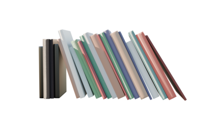 Photo of colorful books leaning against each other isolated on transparent background