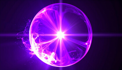 Floating purple energy orb with sparks. Magical effect.