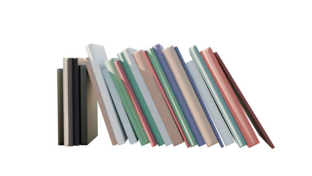 Photo of colorful books leaning against each other isolated on transparent background - Powered by Adobe
