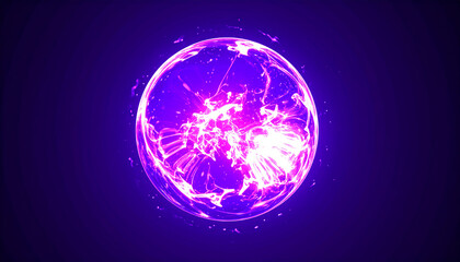 Obraz premium Floating purple energy orb with sparks. Magical effect.