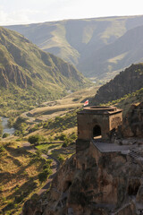 View of the Kura River and valley from the cave city of Vardzia, Georgia