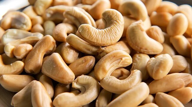 Close-up of many cashews