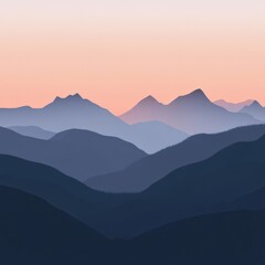 Obraz premium illustration of mountain range silhouette on gradient background crisp edges natural beauty balanced composition