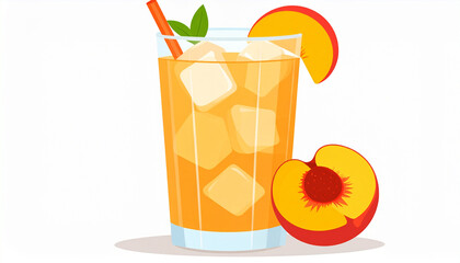 Iced peach fruit juice drink