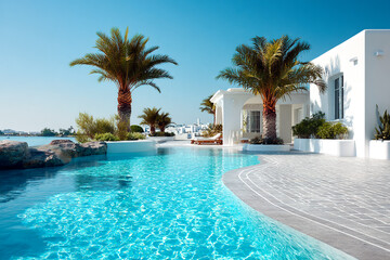 luxury resort modern stone villa with a swimming pool. vacation Mediterranean	
