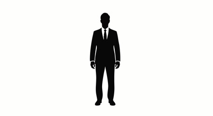 Obraz premium Silhouette of a man in a suit and tie standing against a white background.