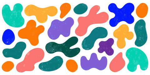 Abstract organic shapes pattern in vibrant colors with textured effect