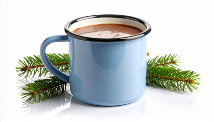Hot chocolate in vintage enamel mug