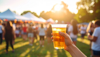 Person holding a plastic beer cup