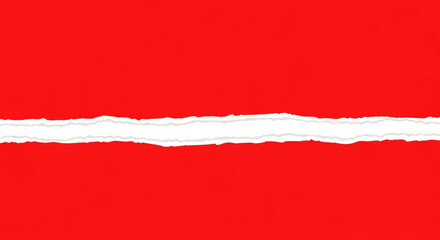 A torn red paper revealing a white space, showing a ripped edge.