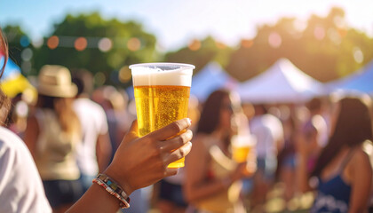 Person holding a plastic beer cup