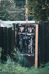 An old, weathered door with a 