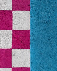 Checkered wall with vibrant colors