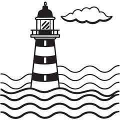 lighthouse silhouette vector illustration