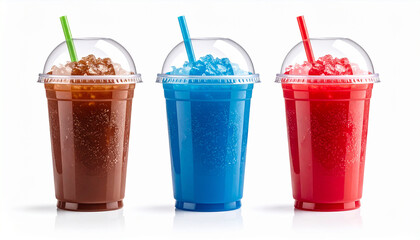 three frozen slushy on white backgrond