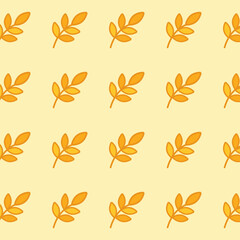 Seamless yellow leaves pattern. Simple flat botanical design with golden branches on a light background. Perfect for autumn themes, fabric prints, wrapping paper, and decorative projects.