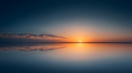 Fototapeta premium Between cloud layers: tranquil sunrise corridor with a soft amber glow below