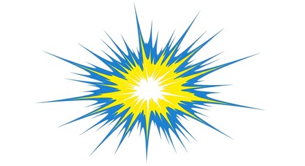 Fototapeta premium Vibrant Blue and Yellow Starburst Explosion: Dynamic Abstract Graphic Design Element