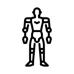 humanoid robot outline icon. humanoid black line illustration.