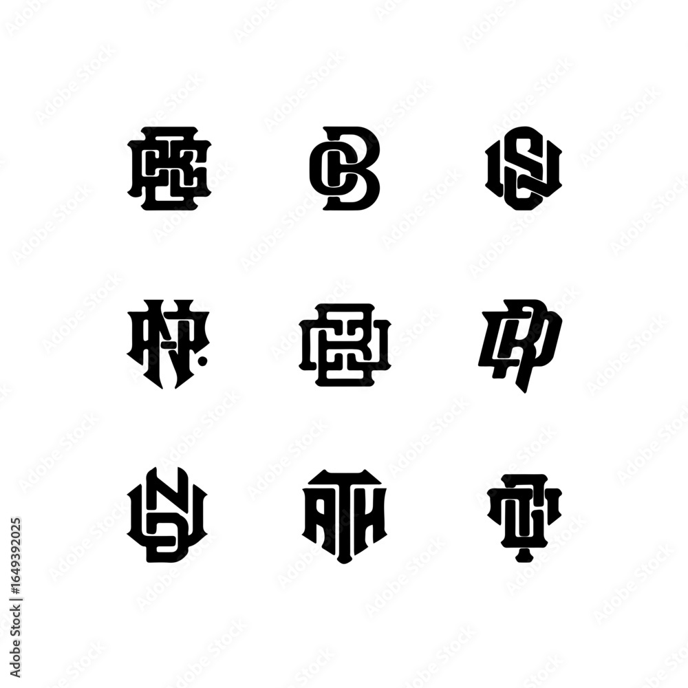 Poster elegant monogram logos collection: timeless typography for branding and design projects