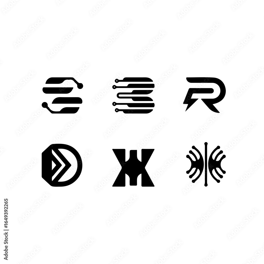 Poster modern abstract logos and icons for branding and design projects, versatile and professional.