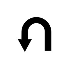 Traffic u turn arrow icon vector flat design on white background. U turn sign icon. U turn square arrow. © Ximora