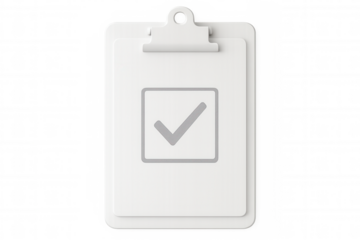Clipboard with green checkmark indicating successful task completion against neutral transparent backdrop
