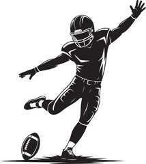 Naklejka premium American football player kicking ball dynamic action silhouette
