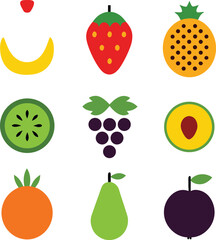 Food fruits glyph icon set vector illustration