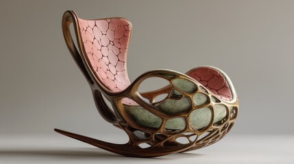 Fototapeta premium Organic rocking chair with a blush & sage-toned design