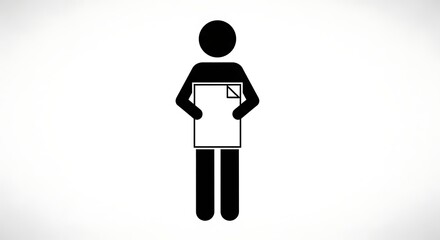 Minimalist depiction of a person holding a document with a folded corner design