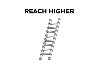 Ladder reaching upwards, isolated on white background