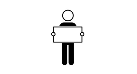 Silhouette of a person holding a blank sign for message board and advertising