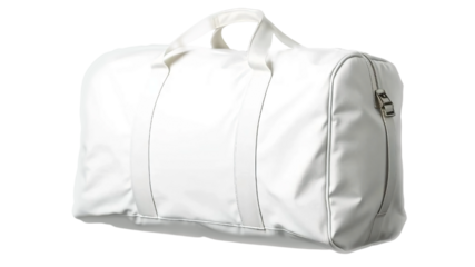 White duffel bag isolated on transparent background