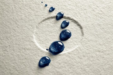 Shallow focus product-style photo of stylized drops with halo light.